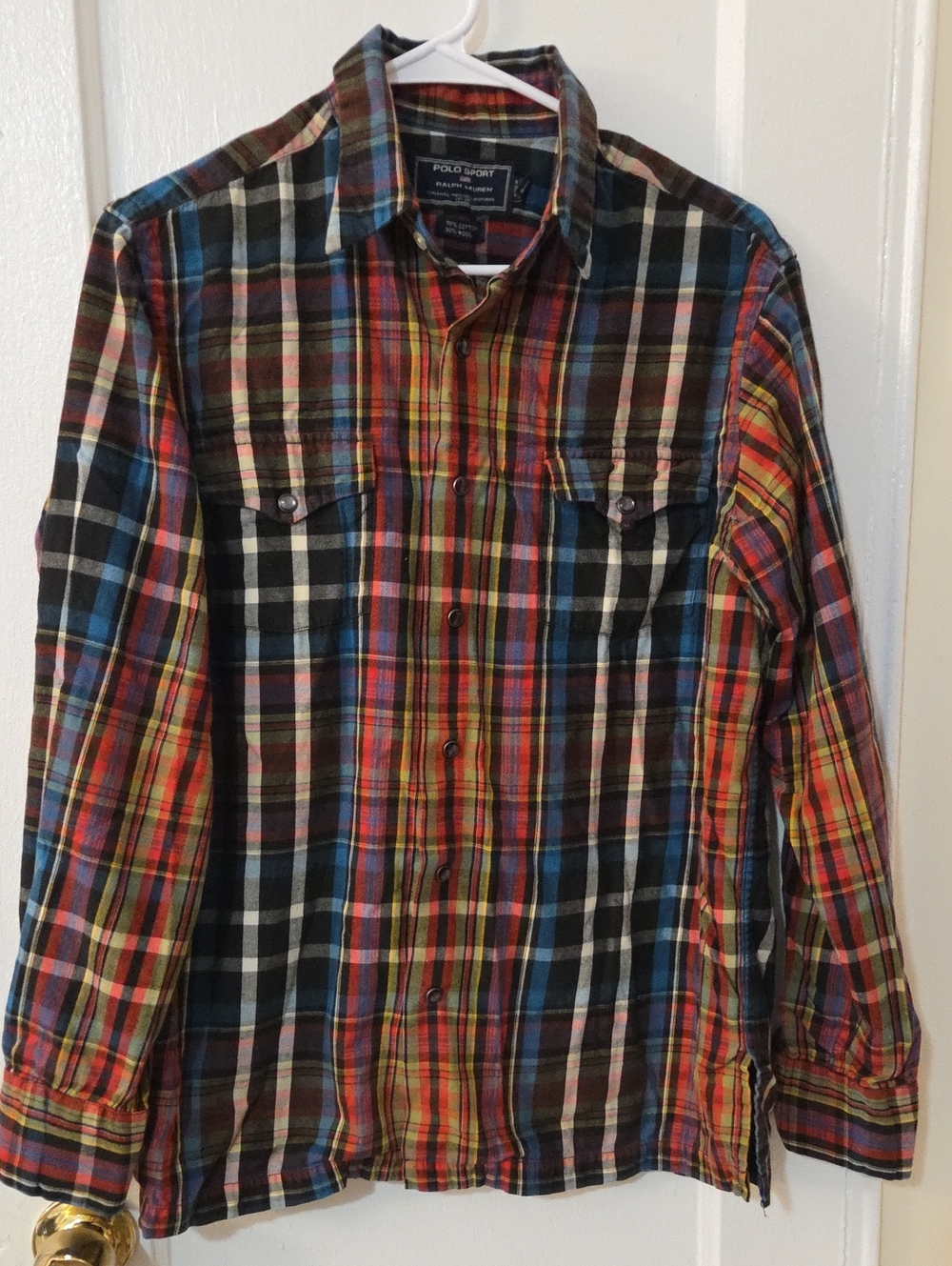 Vintage Polo Sport by Ralph Lauren Plaid Lightweight Button-Down Flannel Medium